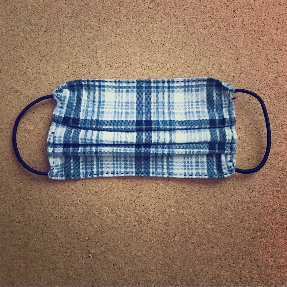 New Hand Sewn Fashion Mask - Grey Plaid